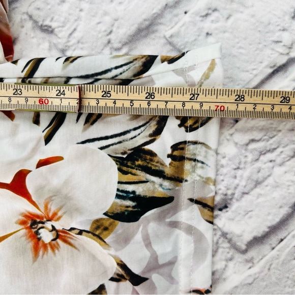 Striped Floral Jumpsuit XL White Multi Color Tank Wide Leg Casual Knit - Picture 8 of 10